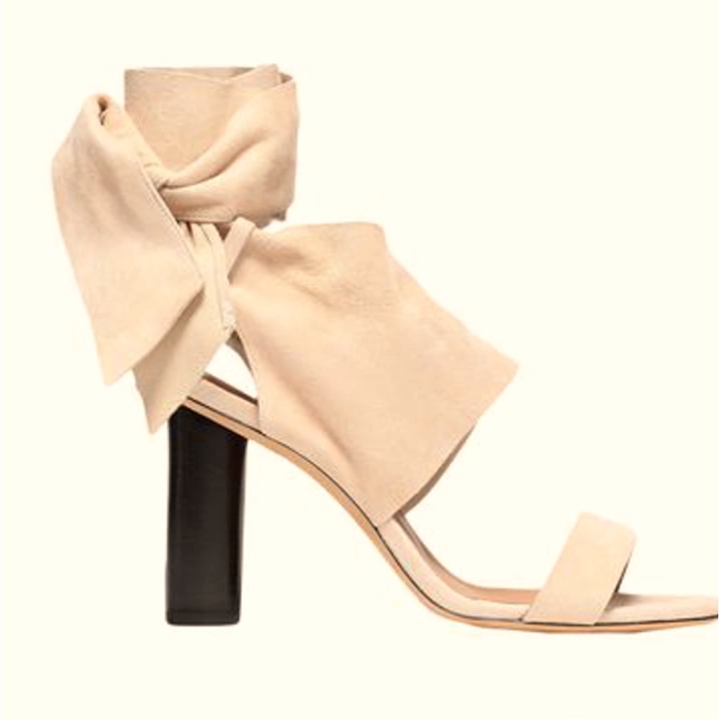 Iro Paris Cream Suede Wrap Heels  New With Tag And Box